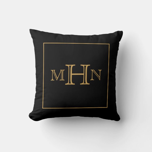 Glam gothique | Oreiller | Monogramme | Noir (Recto)