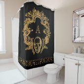 Glam gothique | Rideau de douche | Monogramme de c (En situation)