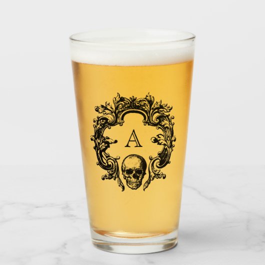 Glam gothique | Verre | Monogramme noir (Devant (rempli))