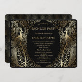 Glam Goud Art Deco Pauw Freudiaanse fuif Kaart (Voorkant / Achterkant)