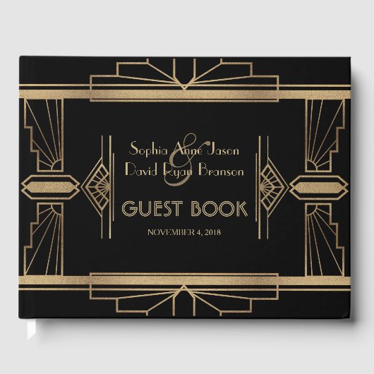 Glam Goud Bruisende 20'er Jaren Great Gatsby 1920  Gastenboek (Voorkant)