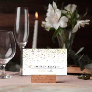 Glam Goud Confetti Bruiloft Escort Kaarten Plaatskaartje