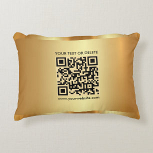Glam Goud Elegante Sjabloon Aangepaste QR-code Tek Accent Kussen