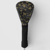 Glam goud- en zwarte vlinders golfheadcover (Voorkant)