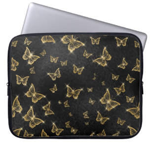 Glam goud- en zwarte vlinders laptop sleeve