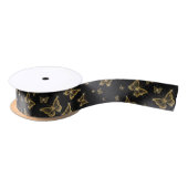 Glam goud- en zwarte vlinders lint (Spoel)