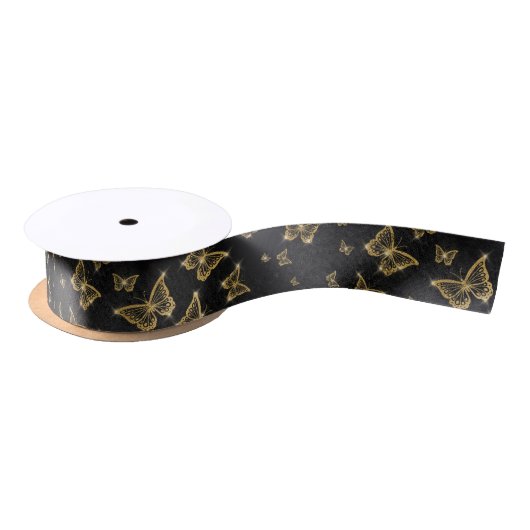 Glam goud- en zwarte vlinders lint (Spoel)