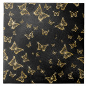 Glam goud- en zwarte vlinders tegeltje (Voorkant)