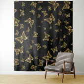 Glam goud- en zwarte vlinders wandkleed (In situ)