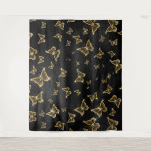 Glam goud- en zwarte vlinders wandkleed