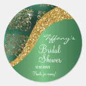 Glam Goud Glitter Groen Metallic Bruid Ronde Sticker (Voorkant)