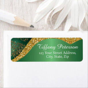 Glam Goud Glitter Groen Metallic Retouradres Etiket