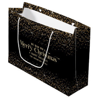Glam Goud Glitter Prettig Kerstmis Persoonlijk Groot Cadeauzakje