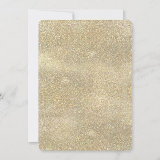 Glam Goud Glitter Witte Rozen Eerste Heilige Commu Kaart (Achterkant)