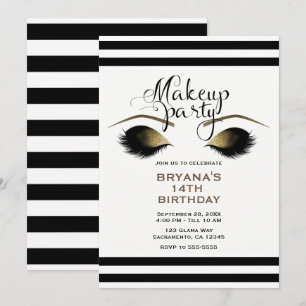 Glam Goud Make-up Wimpers Schoonheid Custom Feestj Kaart