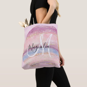 Glam Goud Roze Blauwe Edelsteen Kwaststreek Monogr Draagtas