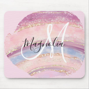 Glam Goud Roze Blauwe Edelsteen Kwaststreek Monogr Muismat