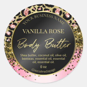 Glam Goud Roze Leopard Print Body Butter Labels