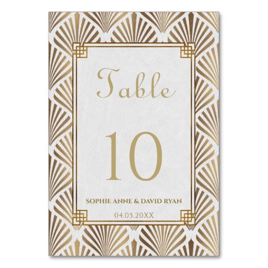 Glam Goud Wit Art Deco Roaring 20s Bruiloft Kaart (Voorkant)