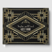 Glam Goud Zwarte Great Gatsby Bruiloft Gastenboek (Voorkant)
