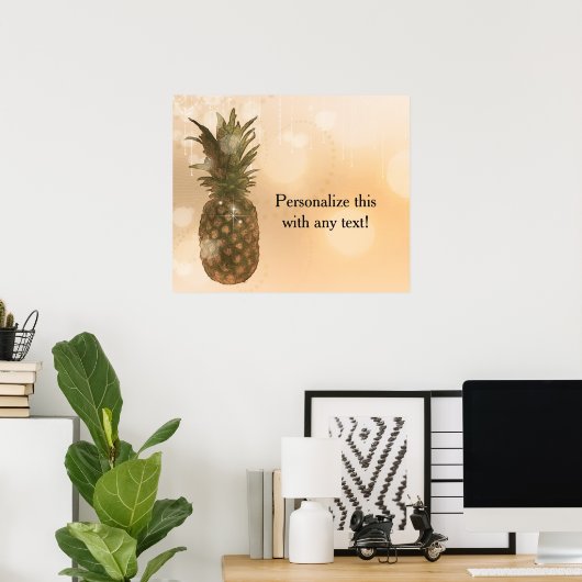 Glam Gouden Ananas Elegante Feestbanner Kunst Poster (Thuiskantoor)