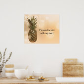 Glam Gouden Ananas Elegante Feestbanner Kunst Poster (Keuken)