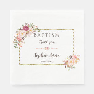 Glam Gouden Blush Watercolor Bloemendoop Servet