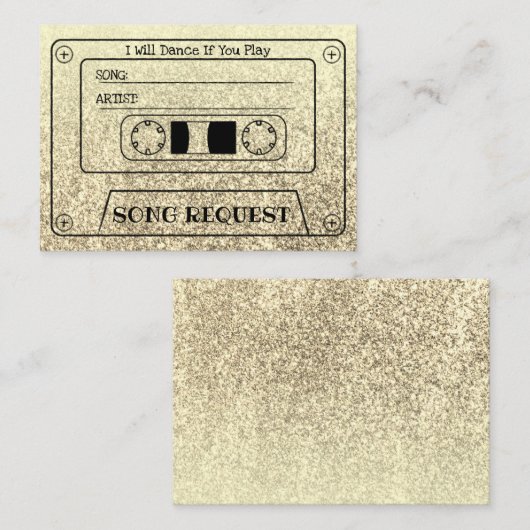 Glam Gouden Cassette Huwelijkslied Verzoek Inzetst Informatiekaartje (Voorkant / Achterkant)