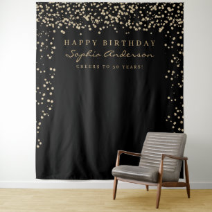 Glam Gouden Confetti Verjaardag Achtergrond Elke L Wandkleed