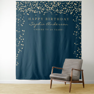 Glam Gouden Confetti Verjaardag Achtergrond Elke L Wandkleed
