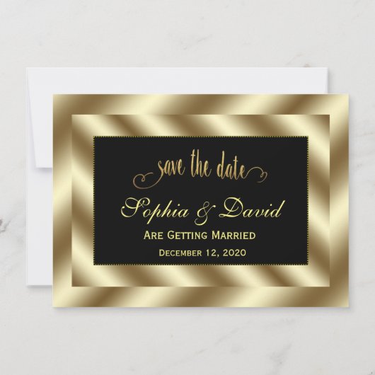 Glam Gouden Folie en Zwart Bruiloft Save The Date Kaart (Achterkant)