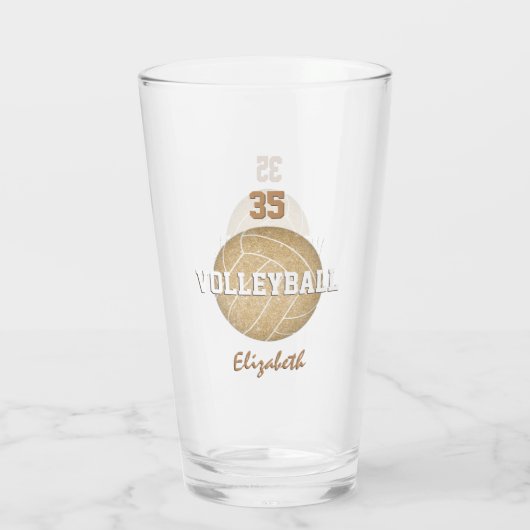 Glam gouden girly volleybal gepersonaliseerd glas (Achterkant)