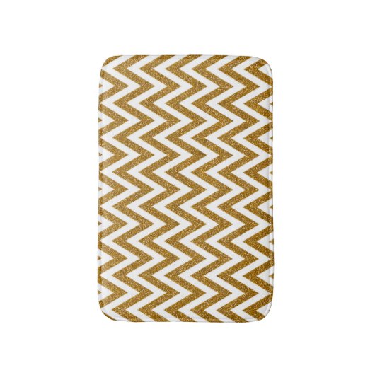 Glam gouden glitter en witte chevron strepen badmat (Voorkant Verticaal)
