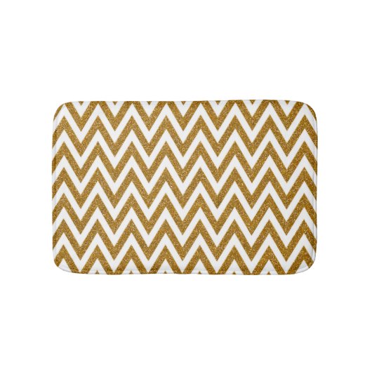 Glam gouden glitter en witte chevron strepen badmat (Voorkant)