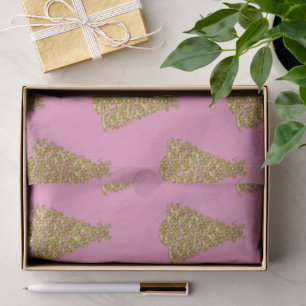 Glam Gouden Kerstbomen op Roze Kerst Tissuepapier