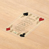 Glam Gouden Lijst Casino Las Vegas Poker Bruiloft Acryl Uitnodigingen (Laagn)