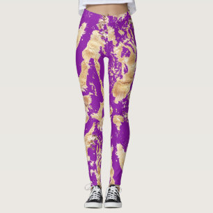 Glam Gouden marmeren patroon over Paarse Leggings