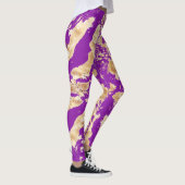 Glam Gouden marmeren patroon over Paarse Leggings (Rechts)