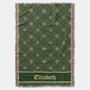Glam Gouden Persoonlijke Art Deco Groen & Goud Deken