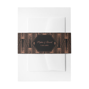 Glam Great Gatsby Copper Black Art Deco Wedding Uitnodigingen Wikkel
