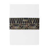 Glam Great Gatsby Gold Black Art Deco Wedding Uitnodigingen Wikkel (Achterkant Voorbeeld)