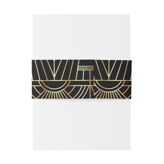 Glam Great Gatsby Gold Black Art Deco Wedding Uitnodigingen Wikkel (Achterkant Voorbeeld)