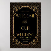 Glam Great Gatsby Gold Black Mariage Affiche de bi (Devant)