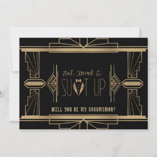 Glam Great Gatsby ZAL U MIJN GROOMSMAN ZIJN Kaart