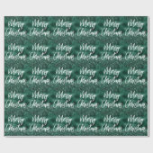 Glam Green Folie Glitter Merry Kerstscript Cadeaupapier (Vlak)