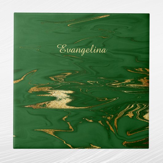 Glam Green Gold Faux Marble Tegeltje