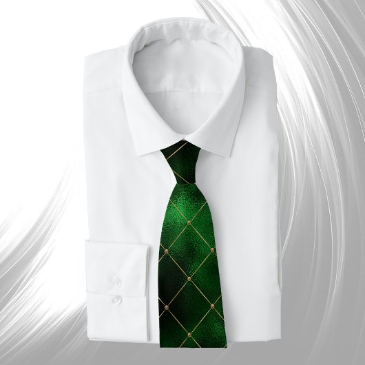 Glam Green Gold Geometrisch Stropdas