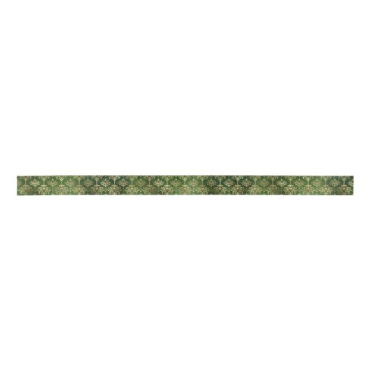 Glam Green Gold Pattern Kerstmis Lint (Voorkant)