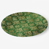 Glam Green Gold Pattern Kerstmis Papieren Bordje (Gekanteld)