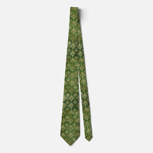 Glam Green Gold Pattern Stropdas (Voorkant)
